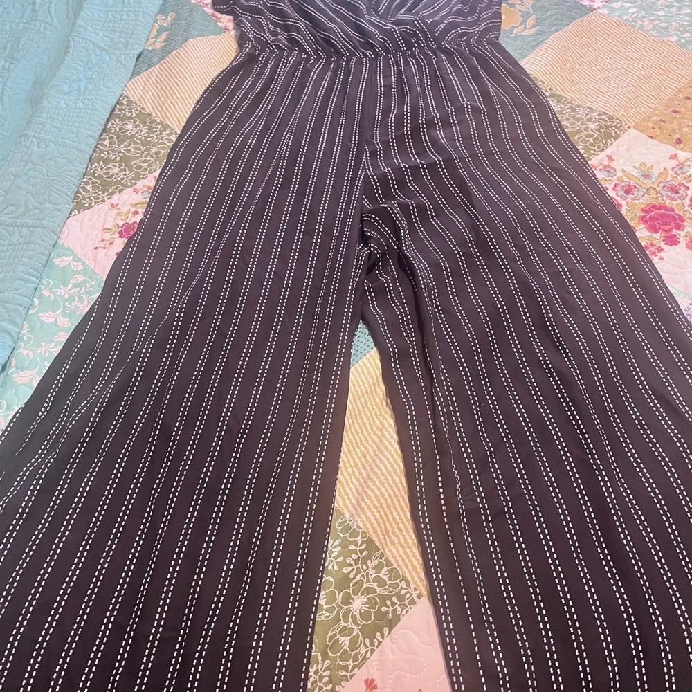 Black and White Striped Jumpsuit